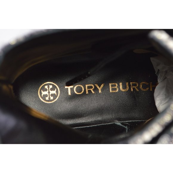 New Tory Burch MILLER Lug Sole Tweed Leather 50 mm Bootie Combat Boots - Picture 8 of 13